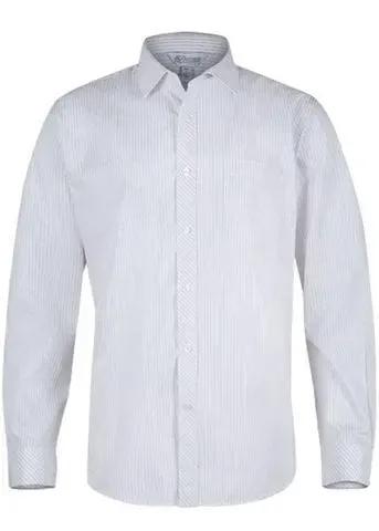 Aussie Pacific Men's Bayview Long Sleeve Shirt 1906L Corporate Wear Aussie Pacific White/Silver XXS